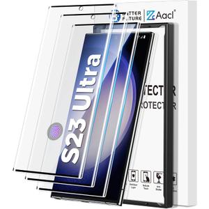 AACL 3D Curved Tempered Glass for Samsung Galaxy S23 Ultra Screen Protector, 9H Glass for S23 Ultra 5G, Scratch Proof, Easy Installation Frame, Bubble Free, Case Friendly [3 Pack]