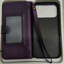 Compatible with iPhone 17 Pro Max Wallet Case with Card Holder Fashion PU Leather Magnetic Snap Flip Zipper Strap Protective Phone Case for iPhone 17 Pro Max Case Wallet(6.9 inch-Purple)