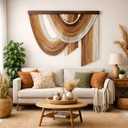 Macrame Wall Hanging Handmade Woven Macrame Tapestry, Textured Neutral No-Faded Earthy Boho Wall Decor, Foldable Macrame Wall Art for Bedroom, Living Room, Headboard or Fireplace 32" 29" (Terracotta)