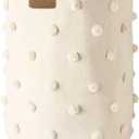 PEHR Pom Pom Basket, Hamper, Grey, Cotton Canvas Storage, 18" D x 20" H