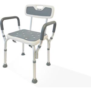 Dr. Aid Shower Chair for Elderly and Disabled  Heavy Duty Shower Seat with Arms and Back, Adjustable 6-Height Levels, Non-Slip Shower Stool for Tub or Inside Shower