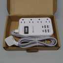 6 USB(2 USB C) Surge Protector Power Strip- 5Ft Travel Power Strip with 4.8A USB Charging Station and 4 Extendable Outlet, 13A Flat Plug Braided Extension Cord with Wall Mount for Travel Office Dorm