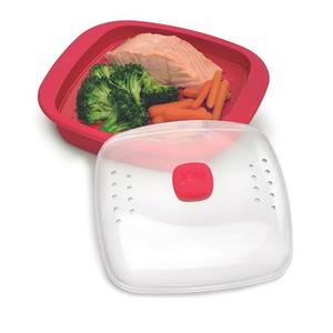 Joie Microwave Silicone Steamer, Vented Food Cooker Pot with Steam Basket and Lid, Ideal for Cooking Vegetables, Fish and Dumplings, BPA-Free