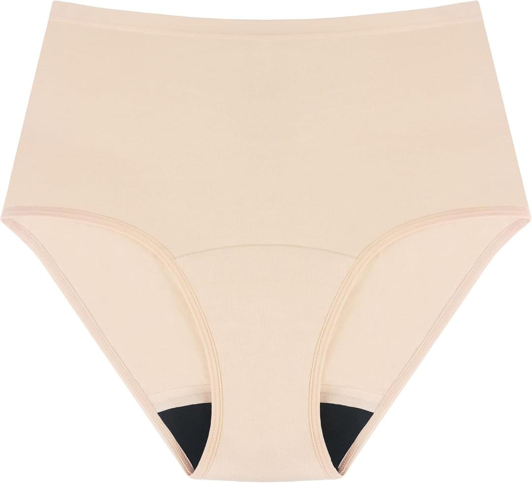 AIRCUTE Washable Urinary Incontinence Protective Underwear for Women Leak Proof Absorbent Reusable Panties 60ML 1 Pack (Beige, Small)