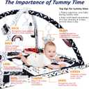 Poycuna Black and White Baby Gym Play Mat with 6 Toys Tummy Time Activity Mat for Babies 0-6 6-12 Months High Contrast Baby Gyms & Playmats Sensory Toys Newborn Brain Development Infant Play Mat