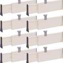 Set of 8 Adjustable Drawer Dividers Organizer Separators Plastic Dresser Organizer for Bedroom, Bathroom, Closet, Office Desk, Kitchen Storage