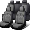 Car Seat Covers Full Set for Subaru Forester 2000-2026, Waterproof Nappa Leather Car Seat Cover, Full Coverage Car Seat Covers Sets(5 Seats/Black Gray)