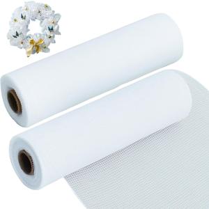 TONIFUL 2 Rolls 10 Inch White Decorative Mesh Ribbbon Rolls, Fabric Mesh for Mesh Wreath Supplies, Front Door Wreath Crafts Tree Decor Christmas NewYears Halloween Decoration (10 yds/roll)
