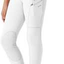 Willit Girls Horse Riding Pants Tights Kids Equestrian Breeches Knee-Patch Youth Schooling Tights Zipper Pockets (Medium, White)