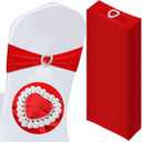VitalCozy 50 Pcs Spandex Chair Sashes with Heart Shaped Buckle Slider Stretch Chair Cover Band Universal Elastic Chair Ties for Wedding Banquet Event Party Decoration(Red)