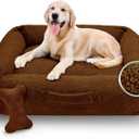 Sytopia Indestructible Chew Proof Dog Bed, Anti-Anxiety Donut Cuddler, Waterproof Soft Round Bed, 32 Inch Teddy Bear Fleece, Washable for Small Medium Dogs and Large Cats 35 lbs