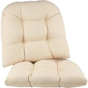 Klear Vu Saturn Non-Slip Seat Cushion, Assembled in The USA, Button-Tufted Pillow for Dining, Office, or Rocking Chair, Durable Fabric Cover, 18" x 20" x 3", Set of 2, Natural