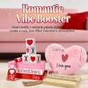 Valentine Wood Book Stack with XOXO Blocks for Table Shelf Tiered Tray Decor (red pink)