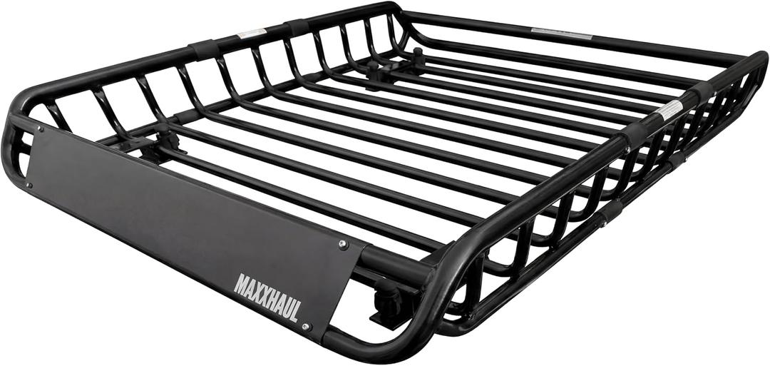 MaxxHaul Steel Roof Rack Cargo Basket, 46" x 36" x 4.5" Roof Top Carrier, Universal Fit for Cars, SUVs, Vans, and RVs, 150 lb Capacity, Weather-Resistant Easy-Install Cargo Storage (70115)