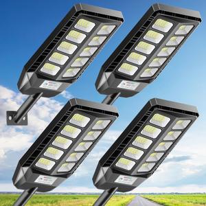 Solar Lights Outdoor, IP66 Waterproof Street Lights Outdoor, 6500K Dusk to Dawn Solar Security Flood Lights Motion Sensor with Remote Control for Yard, Entryway Garage, Porch 4 Pack, 1PACK