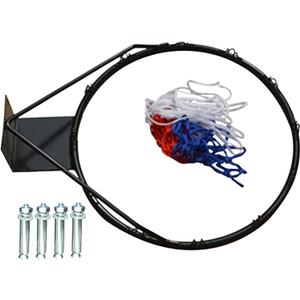 Basketball Rim Goal 17.7'' Universal Hanging Hoop Heavy Duty Wall Mounted Basketball Hoop with Net for Outdoor Home Backyard (Solid Circle)