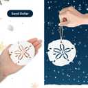 2 x Coastal Christmas Tree Hanging Decor Wooden Ornaments Starfish, 12 Pcs Beach Christmas Ornaments Seashells Sanddollar for Nautical Xmas Tree Fireplace Home White Decoration