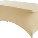 Peomeise 6FT Spandex Table Cover Rectangular Stretch Spandex Tablecloth (Champagne,6FT)