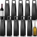 FillTouch 10 Pcs Leather Wine Gift Bags Reusable Leather Wine Tote Carrier Single Bottle Champagne Beer Protector Gift Bags for Parties Birthdays Wedding Christmas(Black,Classic Style)