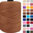 CAMAL Polypropylene Cord 3mm 185 Yards Colorful Polyester Yarn Handmade Knitting Thread Macrame Cord 3mm for Crochet Bags, DIY Crafts, Plant Hangers, Making Macrame Project(Khaki)