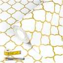 Shelf Drawer Liners for Kitchen Cabinets Non Adhesive Drawer Liner Thickened Refrigerator Liner Gold Quatrefoil Strong Non-Slip Paper for Tool Box with Knife and Tape Measure,11.8 x 118 Inches