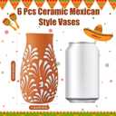 6 Pcs Cantaritos De Barro Mexicanos Mexican Terracotta Vases Floreros Jarritos De Barro Mexicanos Talavera Handpainted Clay Vase Tequila Margaritas Glasses for Table Fiesta Centerpieces