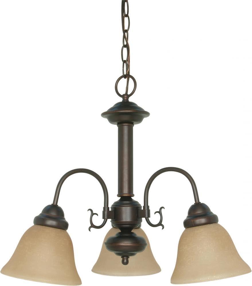 Nuvo 60/1252 Three Light Chandelier, 20 in, Bronze/Dark
