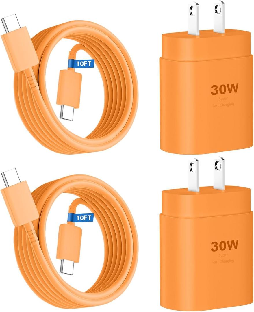 Phone 17 16 15 Charger Fast Charging,30W USB C Phone 17 16 15 Pro Max Charger Block & 10FT Long Type C Cable Cord for i.Phone 17/17 Air/17 Pro/17 Pro Max/16/16 Pro Max/15/15 Pro Max,Orange