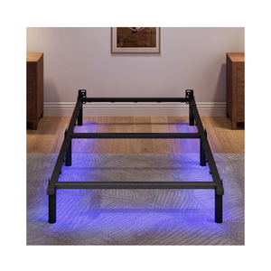 SHOANED Twin Size Bed Frame with LED, 7 Inch Metal Steel Bedframe for Box Spring and Mattress, Heavy Duty Basics Bed Base with Charging Station, Noise Free, Easy Assembly, Black
