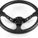 14inch 350mm PU Leather Car Racing Steering Wheel black With Adapter Plate 70mm PCD For Logitech G29 G920 G923 For Racing Game (black+black)