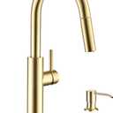 Kitchen Faucets with Soap Dispenser Pull Down Sprayer, Gold