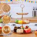 Patelai 8 Packs 3 Tier Crystal Acrylic Clear Cake Stand with Gold Round Holder Acrylic Cupcake Stand Holder for Home Wedding Holiday Birthday Baby Shower Tea Party (Clear Amber)