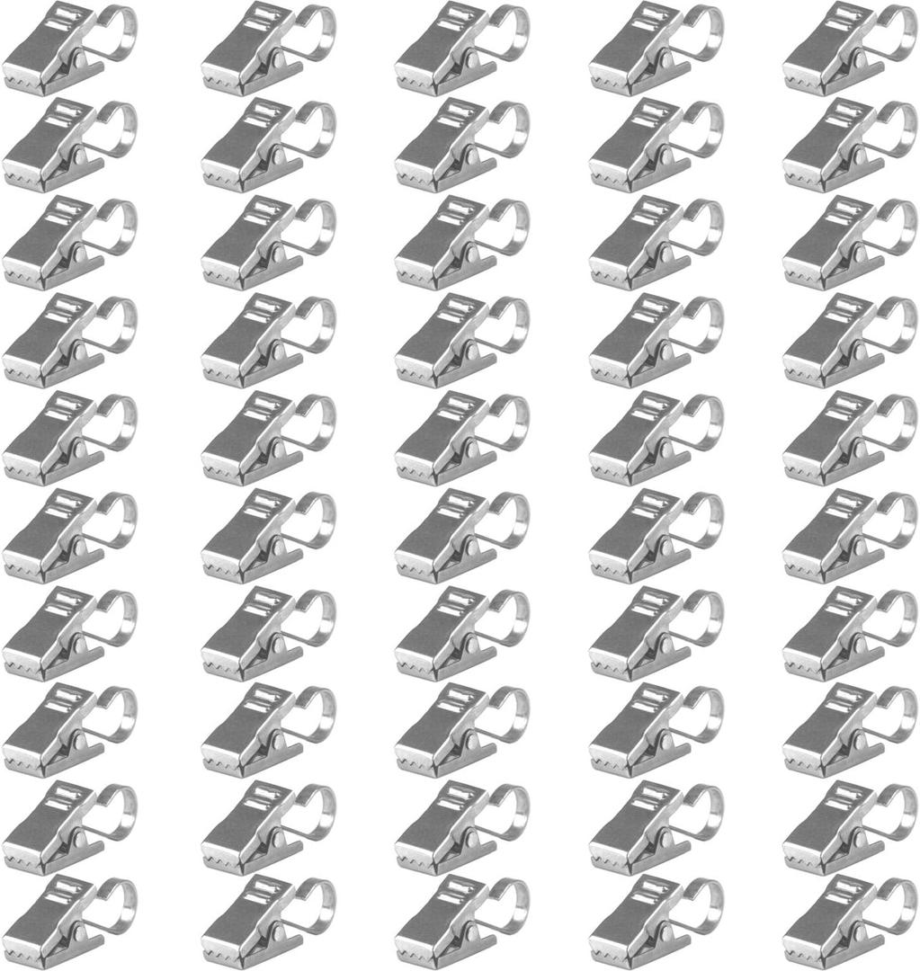 Pack of 50 Curtain Clips Thickening Stainless Steel with Hooks Lights Hanger Small Metal Wire Holder for Shower Home Decoration Photos Picture Arts Crafts Display Outdoor Activities Supplies