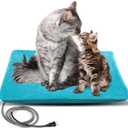 PETNF Outdoor Pet Heating Pad - Waterproof Electric Warming Mat Blanket Safe Heated Bed for Feral Cat Dog & Cat House, Winter Outdoor Use 28"X16" (Light Blue)