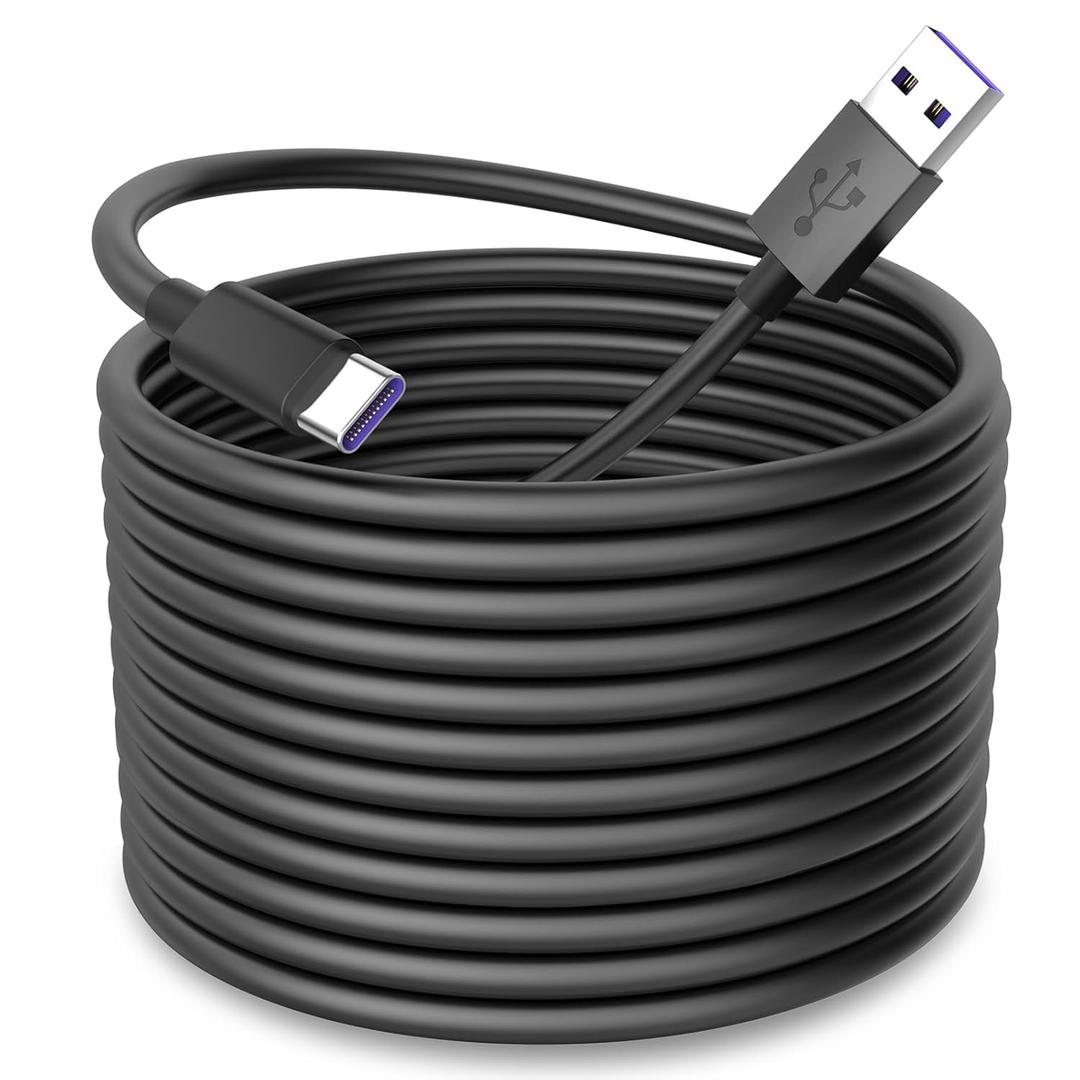 iMangoo USB to USB C Power Cable for CCTV Camera, 33FT Type C Long Power Extension Cable for Tapo TP-Link Xiaomi Mi eufy Security Camera Outdoor Indoor Cord with 10 Wire Clips Cable Nails Black