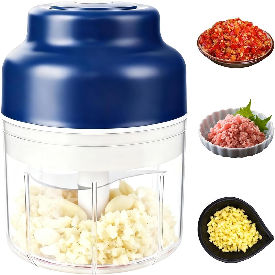Electric Mini Garlic Chopper Set,2025 New Small Garlic Chopper Mincer,Electric Food Chopper Tool,USB Rechargeable, Wireless Veggie Grinder,Kitchen Appliances