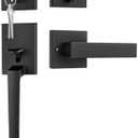 Goldenwarm Front Door Handle and Deadbolt Set, Black Front Door Lock Set with Reversible Handle Lever, Modern Front Door Hardware, Single Cylinder Front Door Entry Lock, Front Door Handles and Locks
