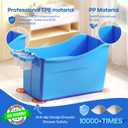 Collapsible Baby Bathtub Foldable Bathtub for Toddler Portable Large Foldable Bath Tub Bathtub for Kids Petite with Thermometer and Storage Basket (Blue)