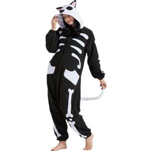 SAMGU Adult Onesie Animal Halloween Cosplay Costume One Piece Pajamas for Women and Men (X-Large, Skull Cat)