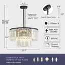 17.7" Black Semi Flush Mount 2-Tier Crystal Ceiling Light Fixtures for Dining Room Modern Luxury 8-Light Chandeliers Lighting for Bedroom Entryway Hallway Kitchen Island Living Room Foyer