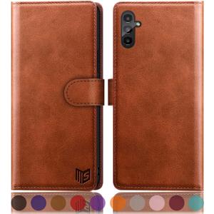 SUANPOT for Samsung Galaxy A14 5G Wallet case with RFID Blocking Credit Card Holder,Flip Book PU Leather Protective Cover Women Men for Samsung A14 Phone case(Light Brown)