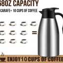 68oz Coffee Carafe Airpot Insulated Coffee Urn Stainless Steel Vacuum Thermal Pot Flask for Coffee, Hot Water, Tea, Hot Beverage - Keep 12 Hours Hot, 24 Hours Cold (Silver)