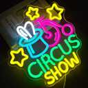 Circus Show Neon Sign Circus Theme Party Decorations Colorful LED Light for Kids Room Carnival Party Decor Playroom Wall Art(12.5 * 12.6inch)