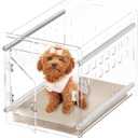 Sumerflos Clear Acrylic Dog Crate - Modern Dog Kennel Furniture, Indoor End Table Dog Crate Lockable Ventilated for Most Small Dog Cat Pet, 21.65" L x 15.74" W x 17.71" H