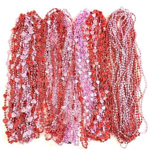 60 Pcs Valentines Day Heart Shaped Bead Necklace Bulk Bachelorette Pink Red Party Beads