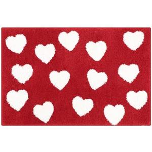Tinideya Love Heart Bathroom Rug, Heart Patterns Tufted Bath Mat for Bathroom Decor, Love Bath Rugs for Absorbent Non-Slip Washable Rugs Home Bedroom Decor, 20 x 32 Inch(Red)