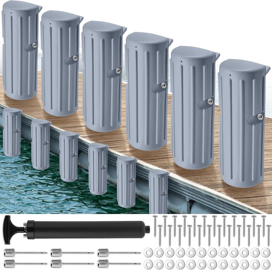 DaisyInner Dock Bumpers Fenders for Edging Docking Inflatable Corner Boat Fenders with Pump and Mounting Hardware for Straight-Edge Side Marine Bumpers for Buoy Pontoon Protector