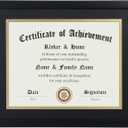 ELSKER&HOME 8.5x11 Certificate Frame - Classic Black Color Frame - Displays Diploma 8.5x11 Inch with Mat - 11x14 Inch Without Mat - For Document/Photo(Double Mat - Matte Black with Gold Rim)
