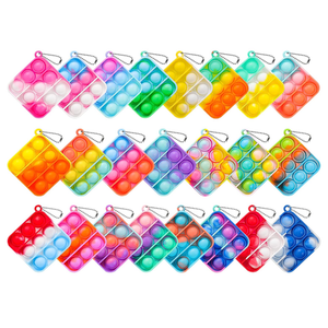 100 Pack Square Pop Fidget Keychain Pop Fidget Toys Bulk Party Favors for Kids 4-8,8-12 Years, Goodies Bag Stuffers Bulk, Gift for Kids, Boys, Girls