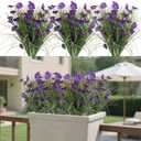 12 Bundles Artificial Flowers for Outdoor, Faux Silk Morning Glory Spring Summer Flowers for Outside Garden Planter Front Porch Yard Patio Window Box & Indoor Table Vase Home DecorPurple